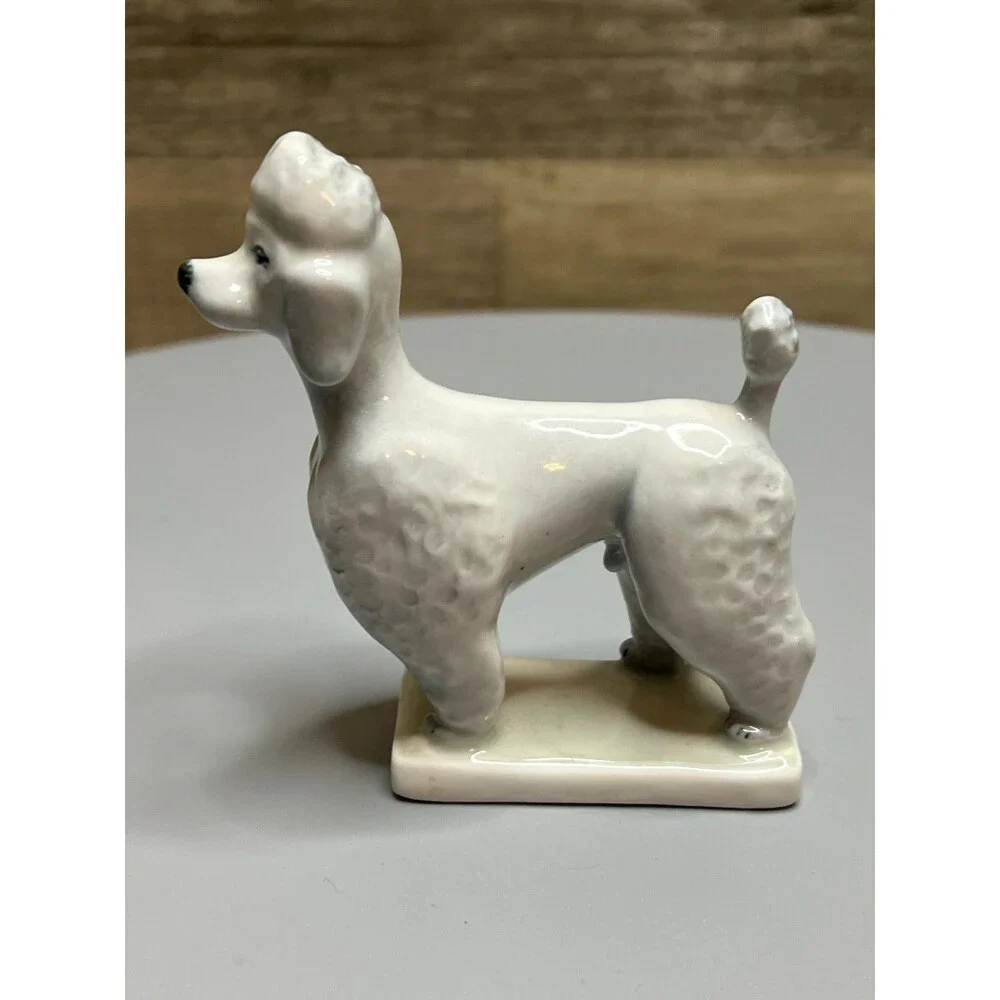 Zsolnay Hungary Porcelain Light Gray Poodle Dog Figure 3.5